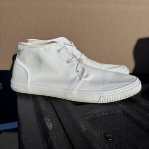 TOMS Shoes Mens 10.5 White Canvas High Top Casual Lace Up Sneakers Minimalist